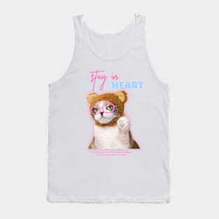 Stay In Sweet Heart Cat Cute Tank Top